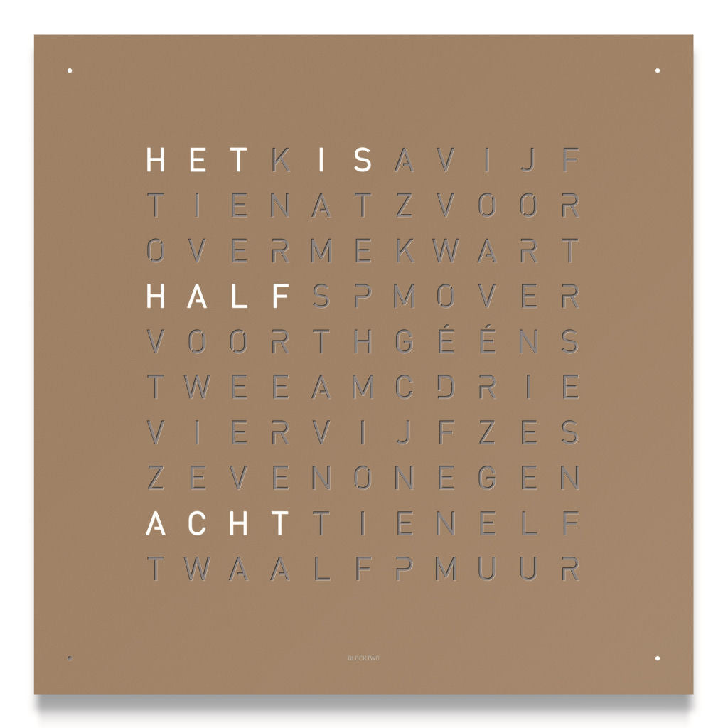 Frontpaneel QlockTwo Classic - Roestvrij Staal - Hazelnut