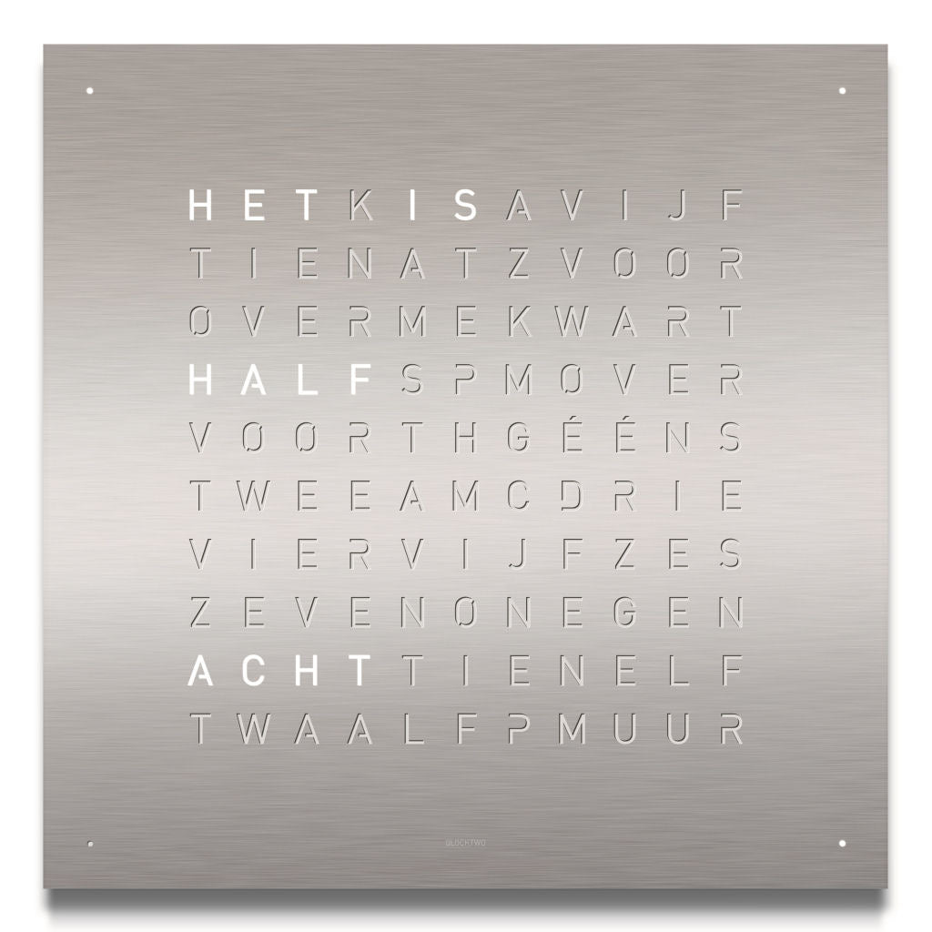 Frontpaneel QlockTwo Classic - Roestvrij Staal - Geborsteld