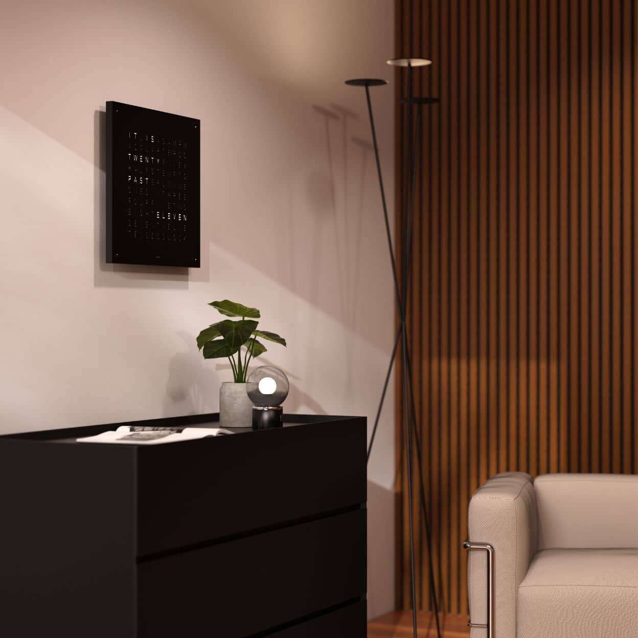 QLOCKTWO Earth 45 - Monochrome Edition - Black Pepper @ stArt to Art