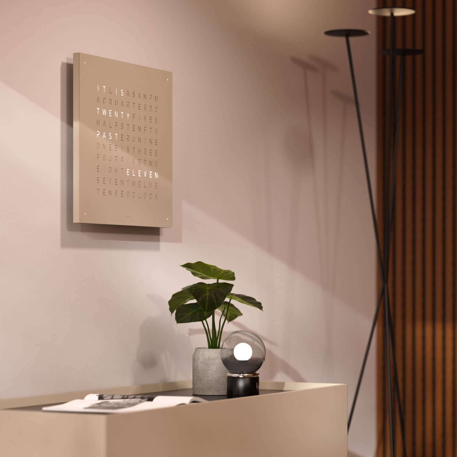 QLOCKTWO Earth 45 - Monochrome Edition - Hazelnut @ stArt to Art