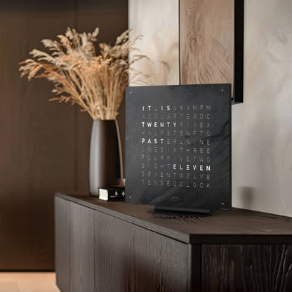 QLOCKTWO Earth 45 - Stand Black - Metamorphite @ stArt to Art