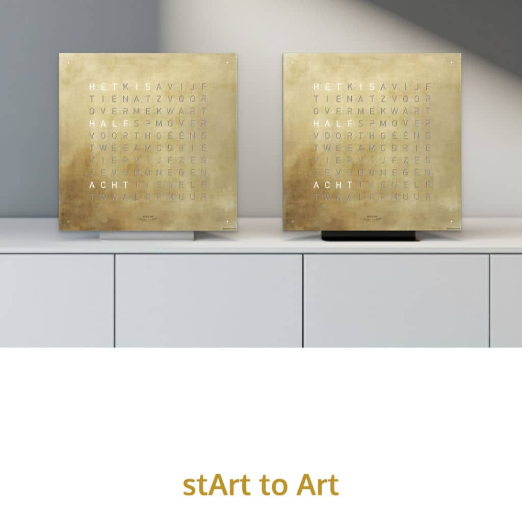 QLOCKTWO Earth 45 - Stand - Silver & Gold @ stArt to Art