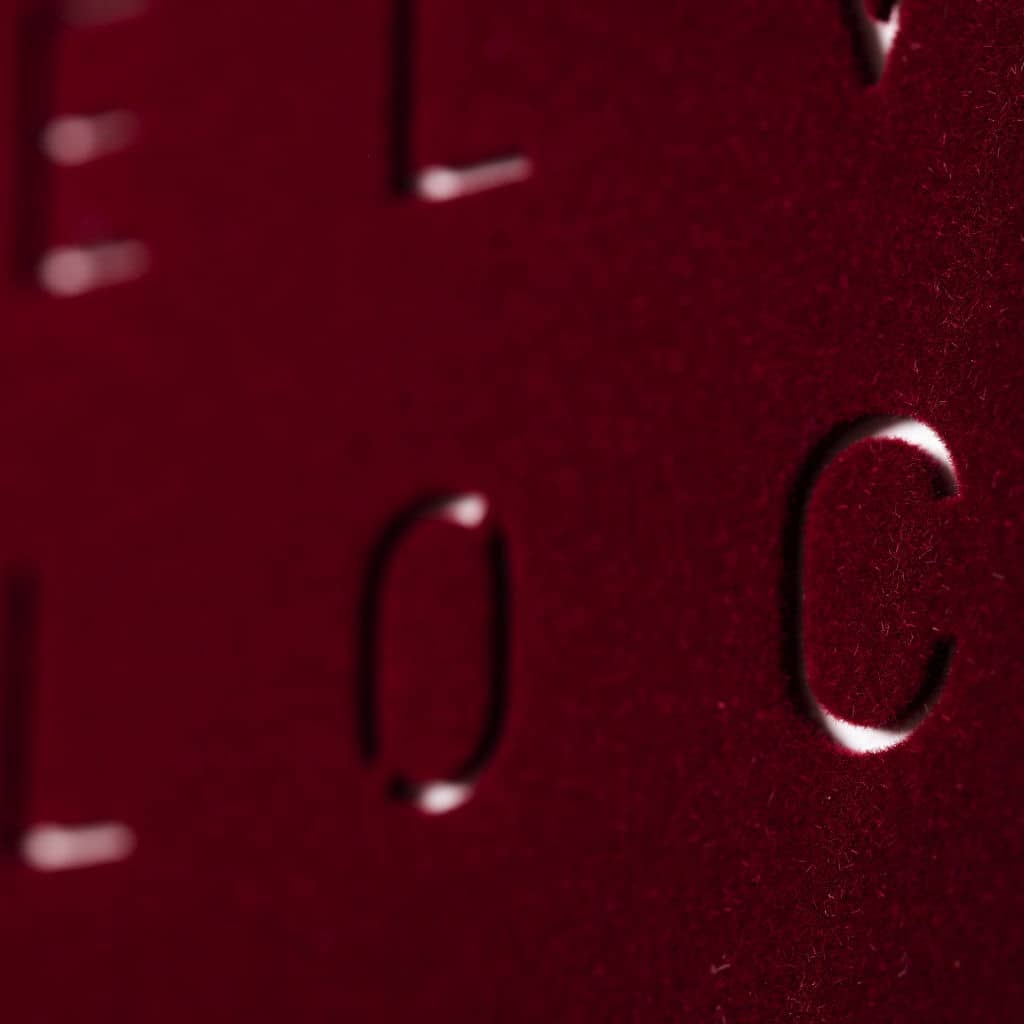 QlockTwo Classic Velvet Red Detail