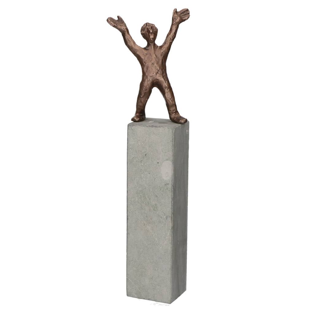 Brons met hardsteen beeld Vreugde van de Belgische kunstenaar Francis Méan