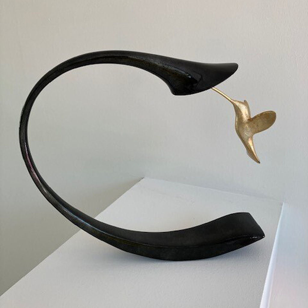 Colibri Black Sculpture Bird Gold