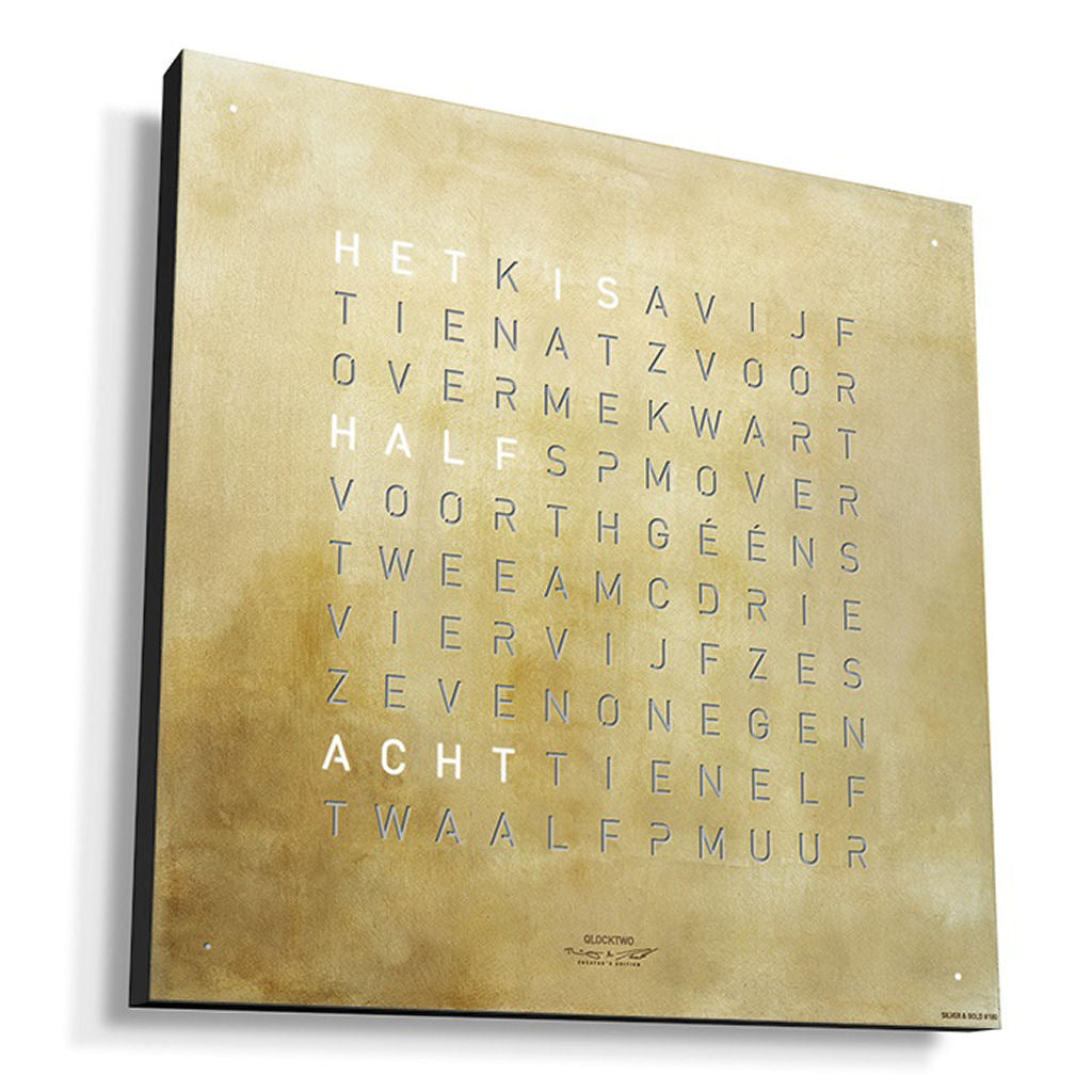 QlockTwo Large Creator's Edition - Silver & Gold - Nederlands - Black Corpus