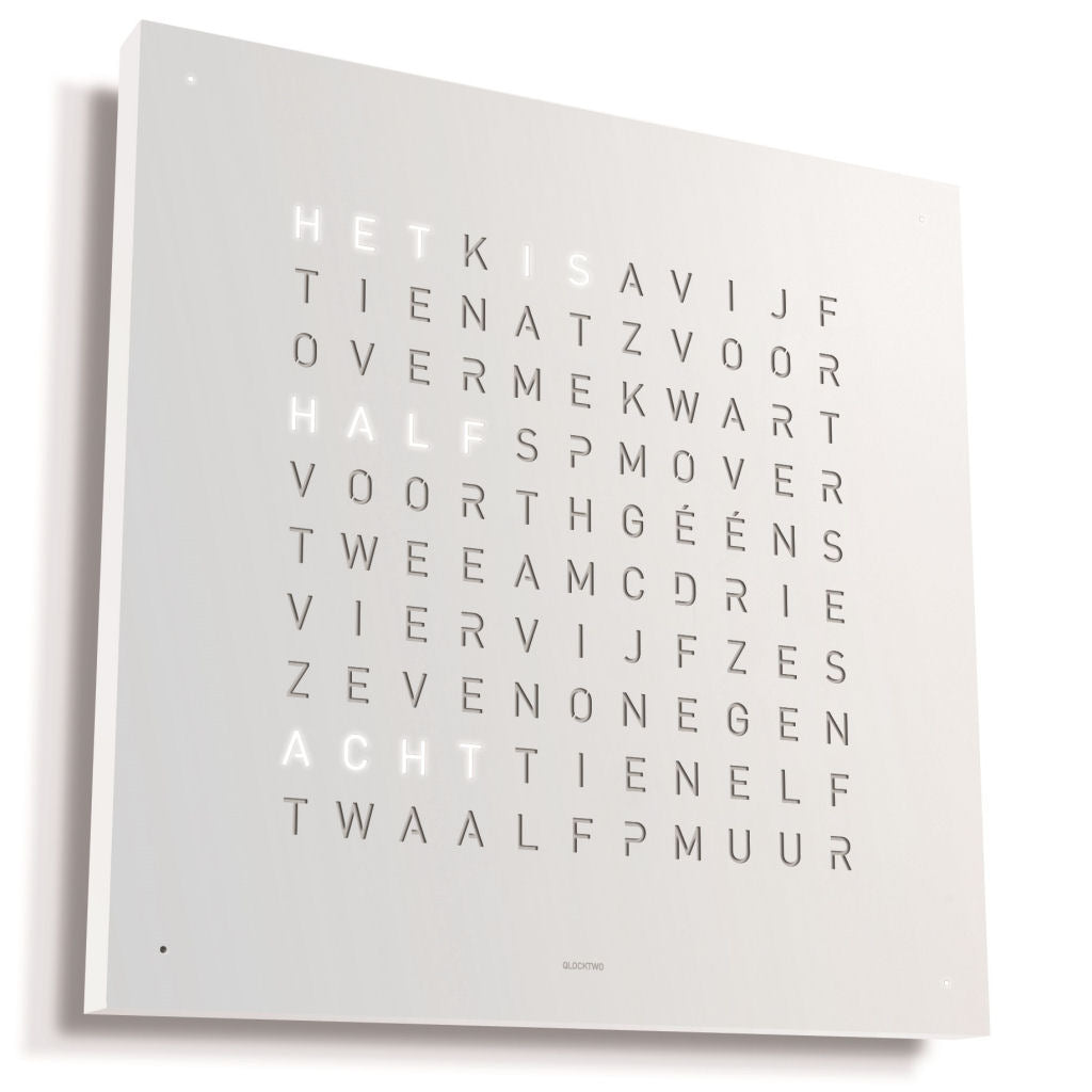 QlockTwo Large Roestvrij Staal - White Pepper - Nederlands